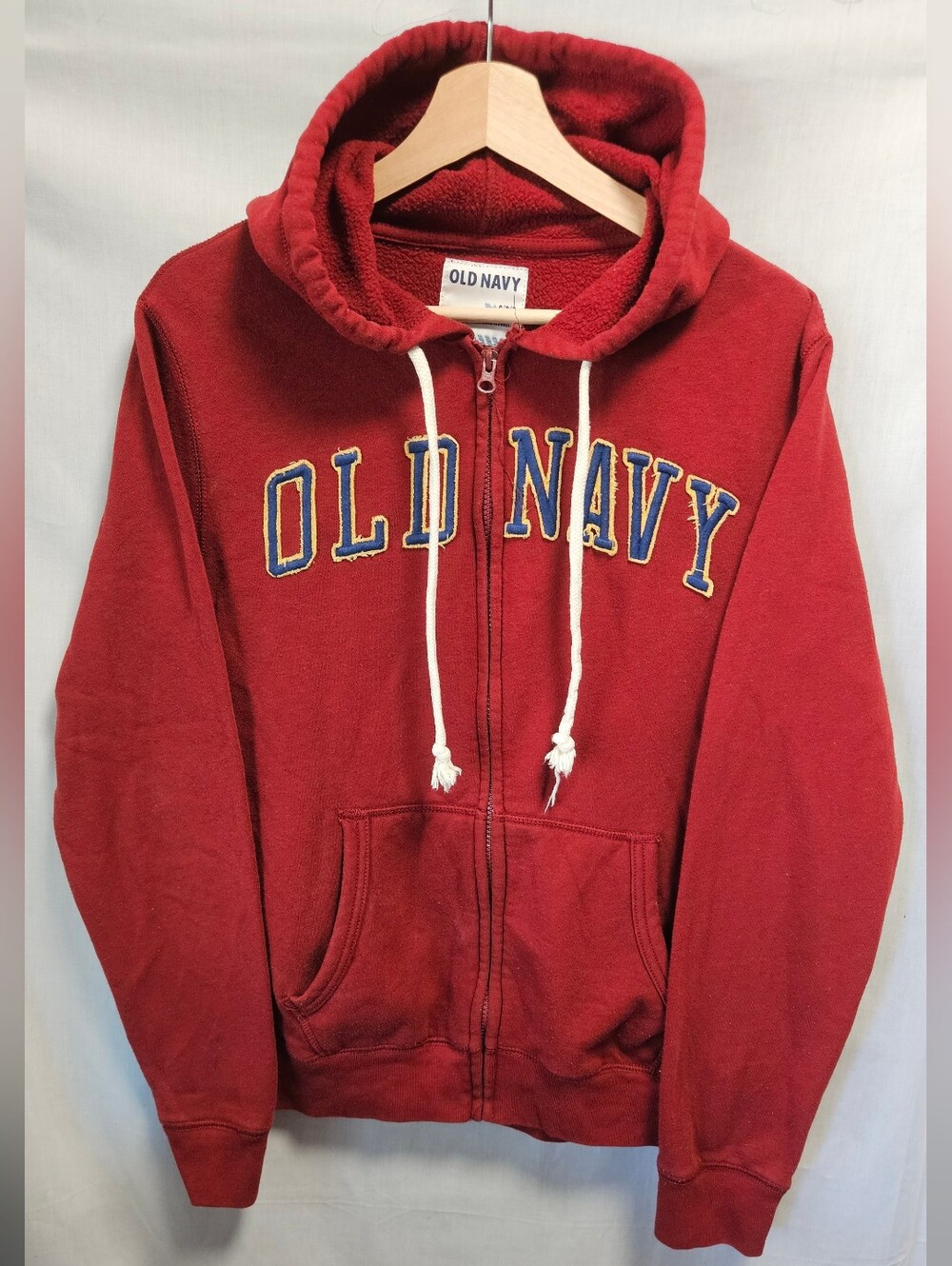 Y2k Old Navy Red Full-Zip Hooded Sweatshirt with Logo - sz S